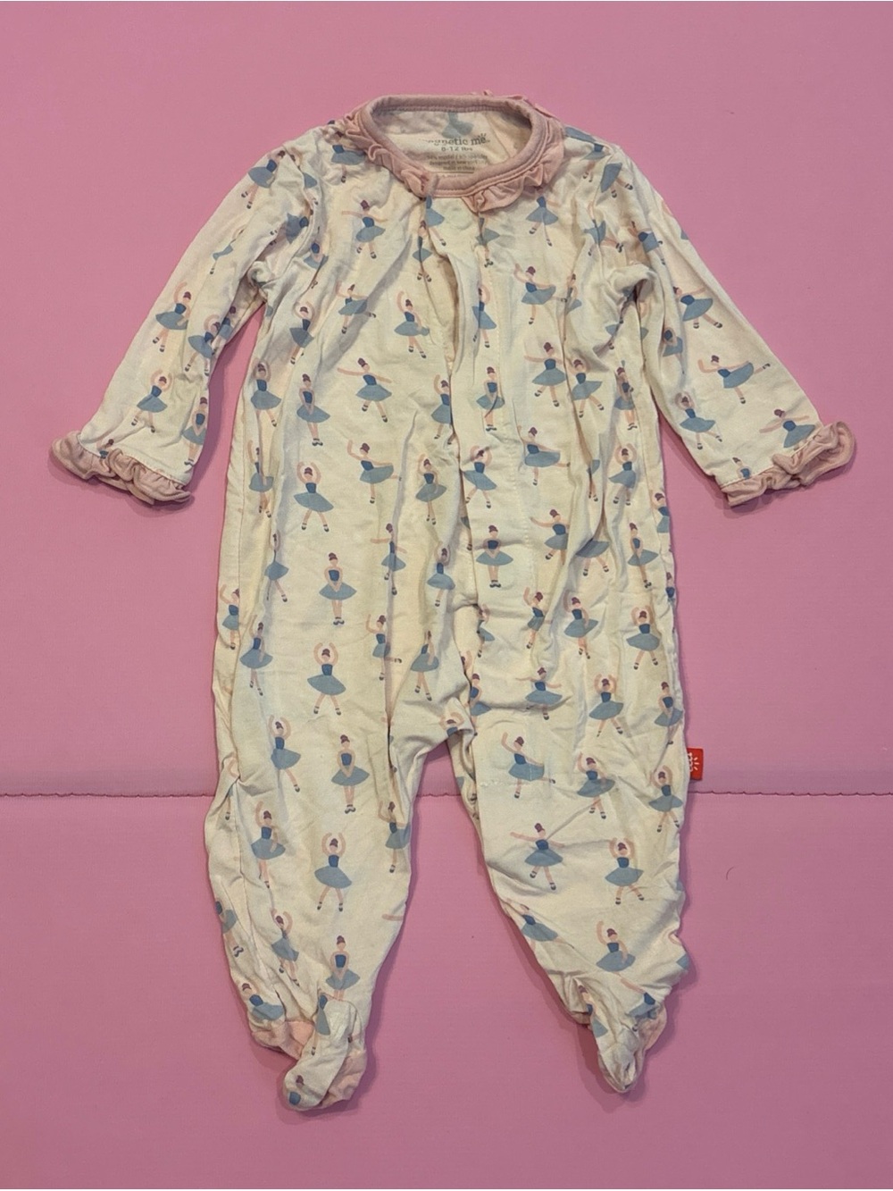 Magnetic Me Light Pink Ballerina Print Footed One-Piece